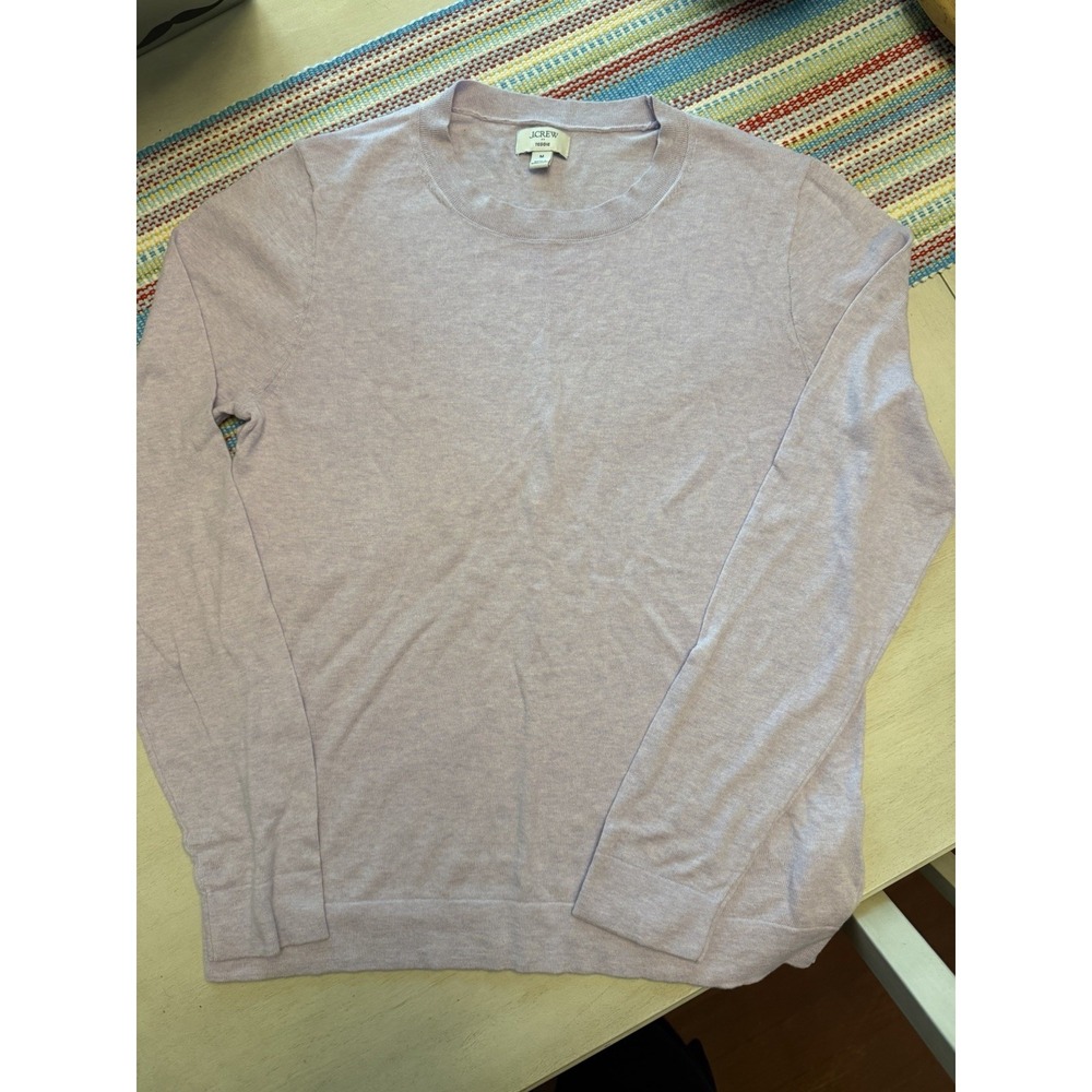 J. Crew Cream 100% Cotton Pullover Lightweight Sweater Top Size Medium Violet